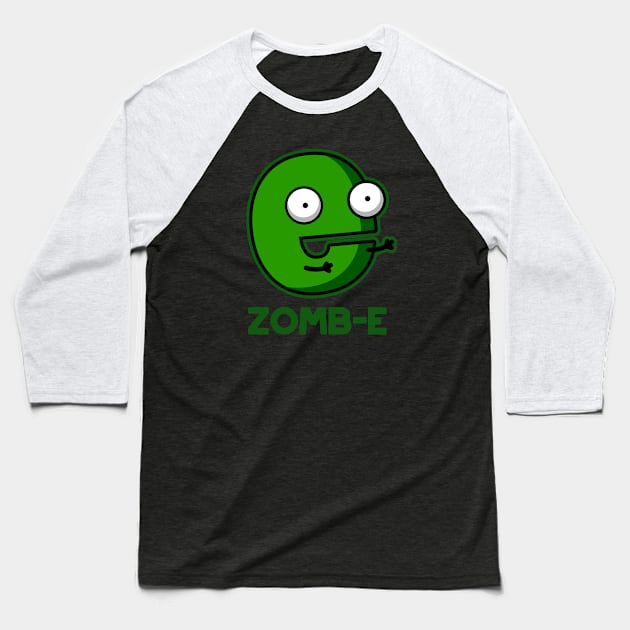 Zom-E Cute Halloween Zombie Alphabet E Pun Baseball T-Shirt by punnybone